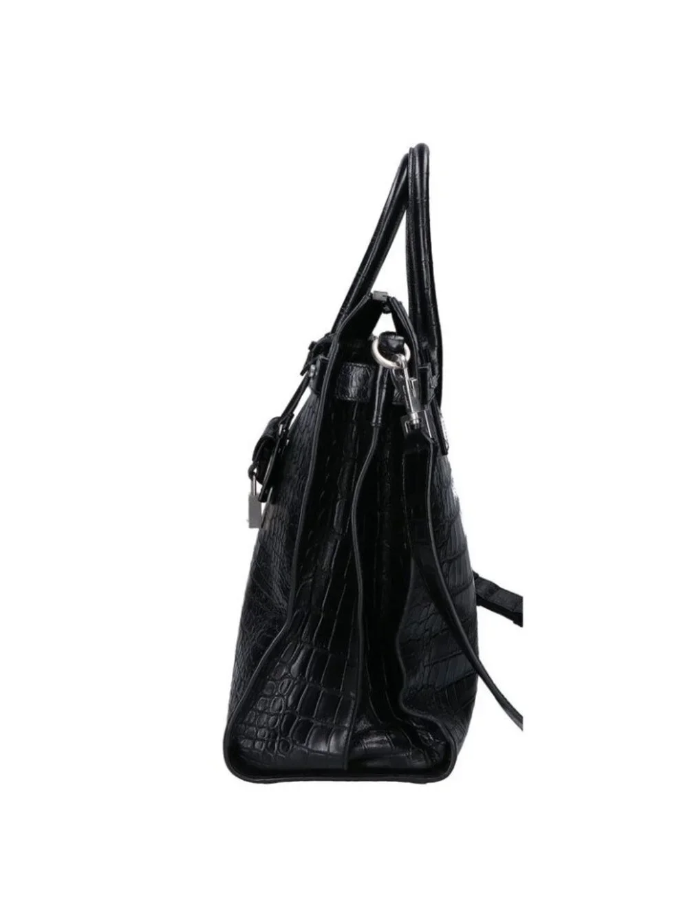 Saint Laurent Paris Black Croc Sack Shoes 2-Way Bag - Picture 2 of 7